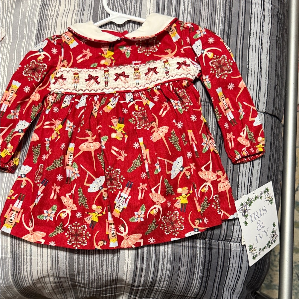 Iris & Ivy Girls' Red Nutcracker Smocked Holiday Dress